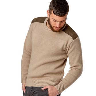 Pull col rond homme jersey M 30% laine beige Bartavel P60