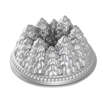 Moule à gâteaux Forêt de sapins Bundt Nordic Ware Silver en fonte d´aluminium